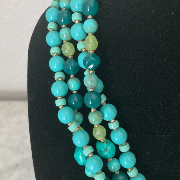 Joan Rivers Vintage Necklace Faux Turquoise Glass Beads 2 String Necklace - Picture 3 of 8